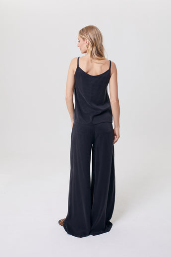 Cupro Black Flared Pants