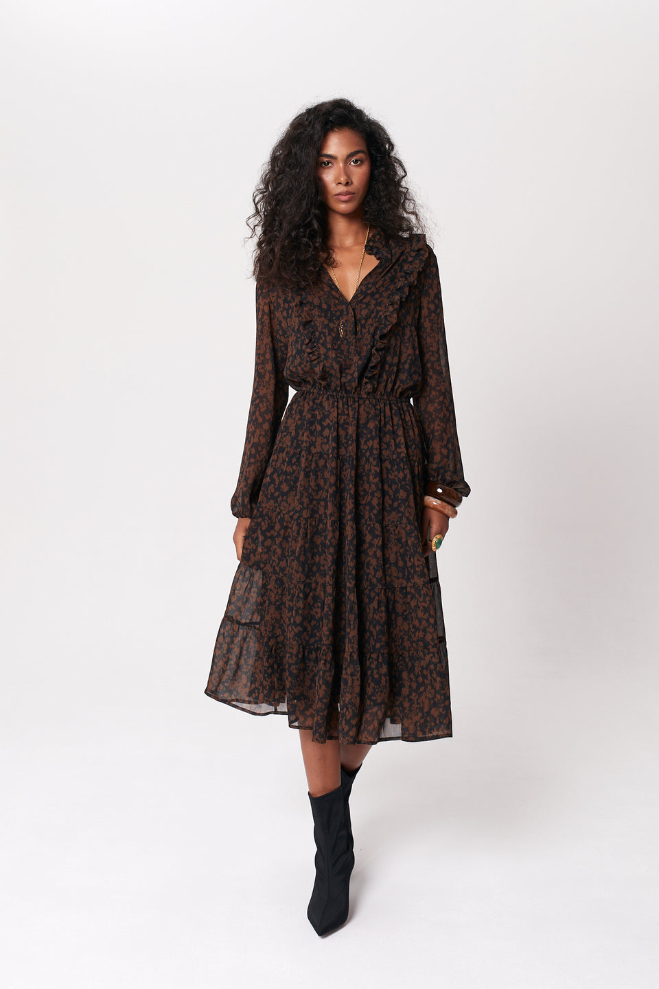 Shadow Ember Penny Midi Dress