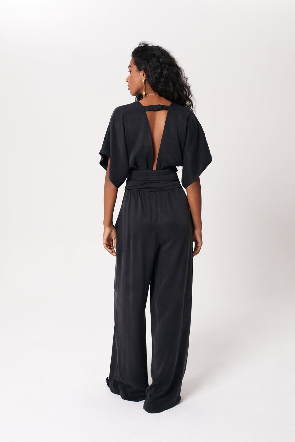 Cupro Black Sophie Maxi Jumpsuit