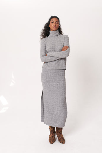 Foggy Pepita Pencil Maxi Skirt